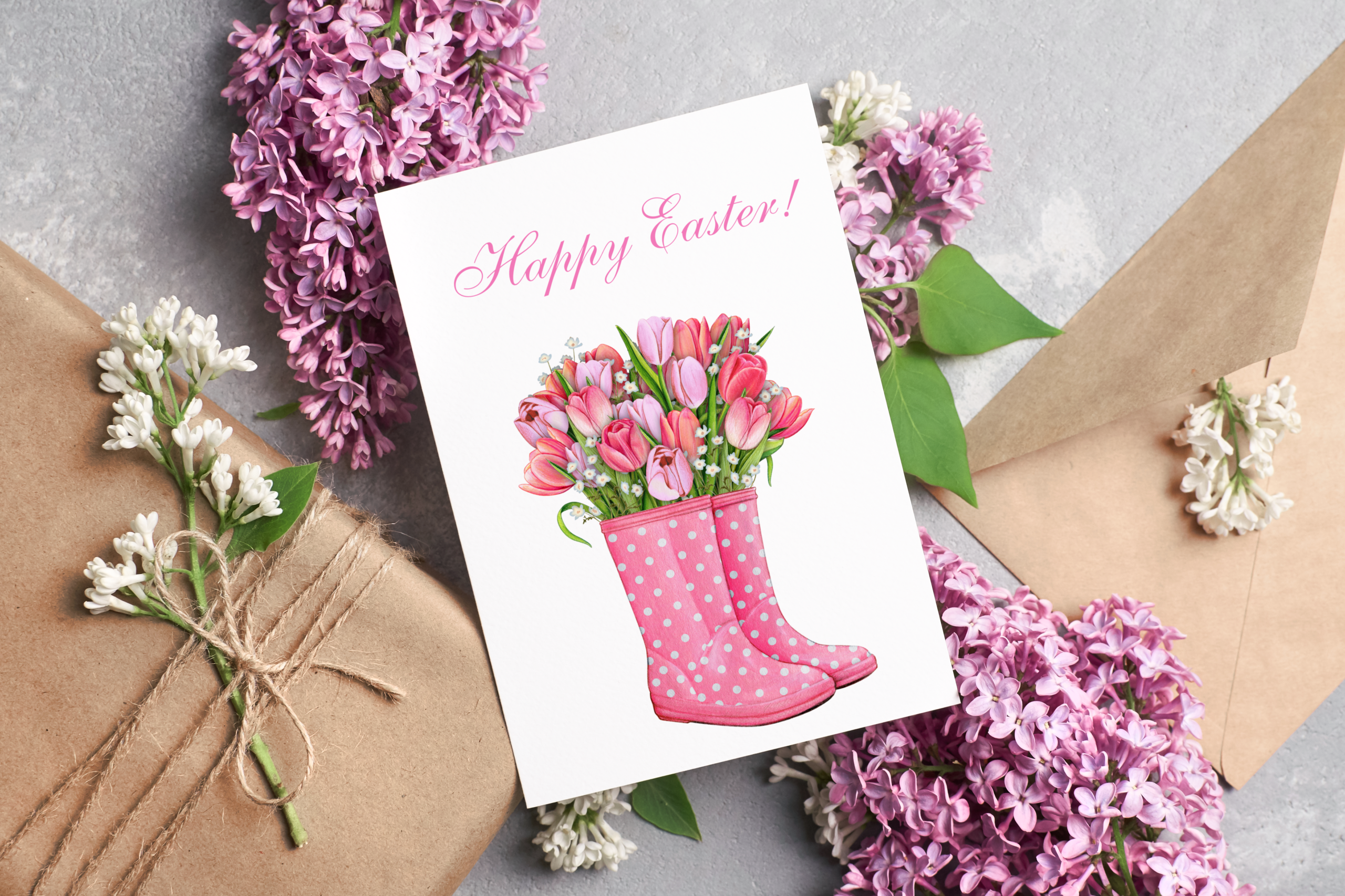 Kartka Happy Easter - tulipany