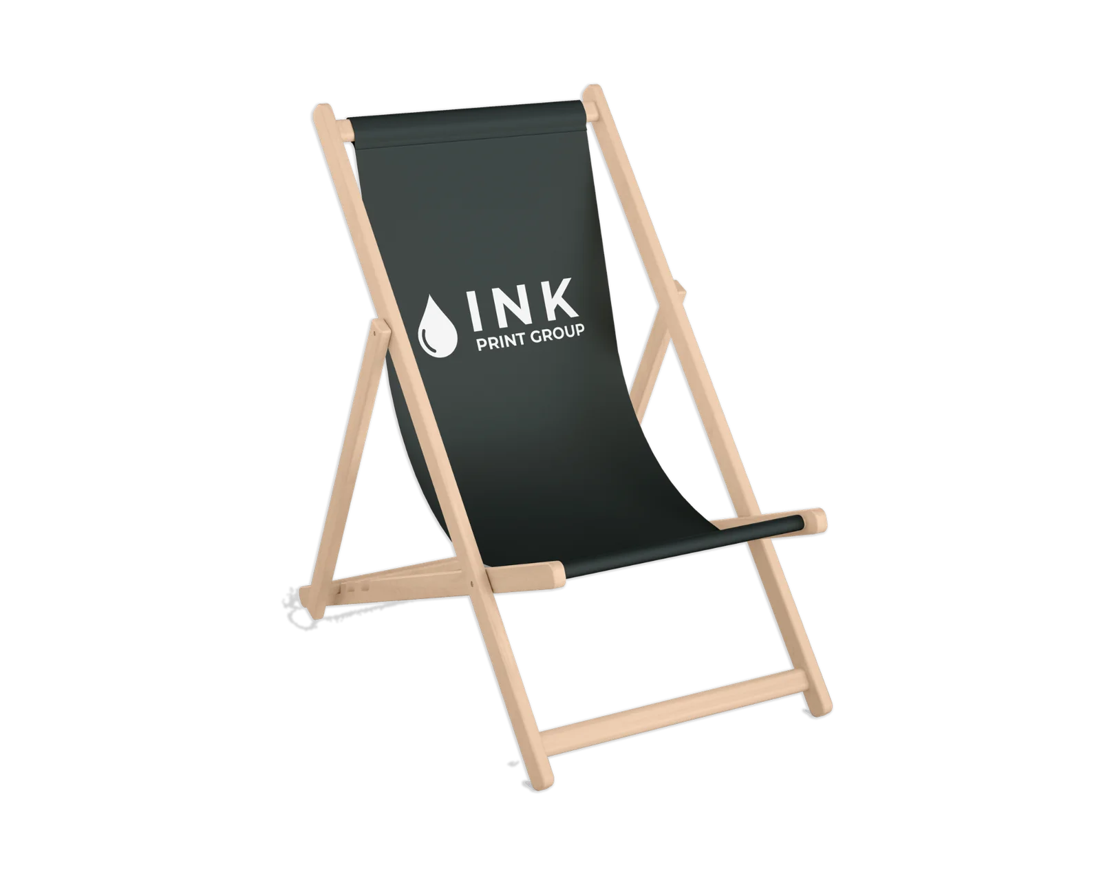 Drewniany leżak reklamowy z logo INK PRINT GROUP
