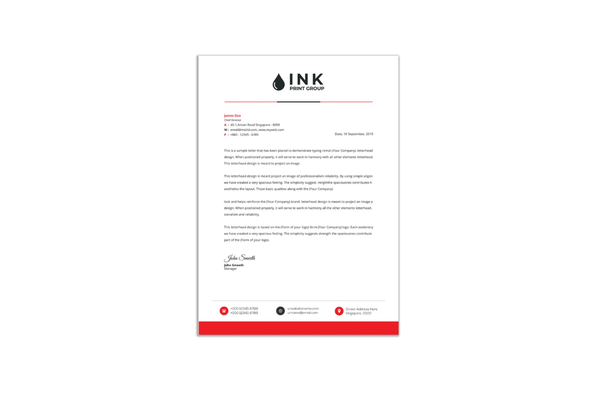 Papier firmowy z nadrukiem logo INK PRINT GROUP